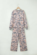 Load image into Gallery viewer, Multicolour Camouflage Print Long Sleeve Top Loose 2pcs Pants Set