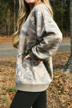 Load image into Gallery viewer, Multicolour Camo Print Ribbed Trim Casual Pullover Sweatshirt