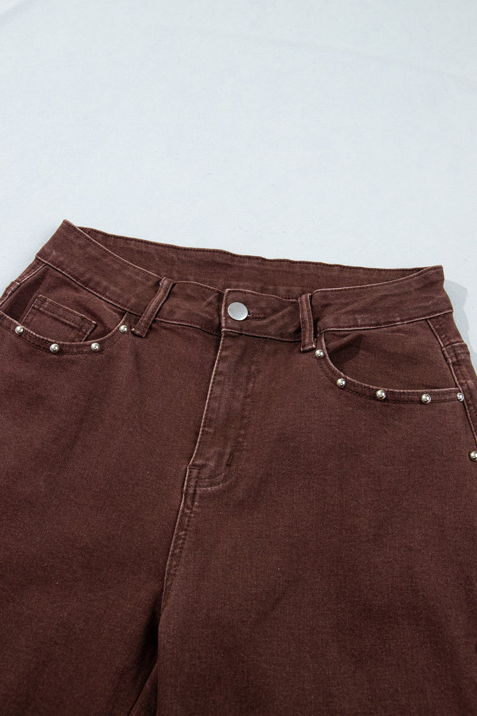 Dusk Blue Side Seam Rivet Detail Ankle Length Casual Jeans