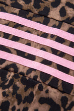 Load image into Gallery viewer, Brown Leopard Print Contrast Striped Detail Long Sleeve Top Pant Set