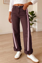 Load image into Gallery viewer, Beau Blue Lace Trim Casual Full-Length Regular Fit Jeans