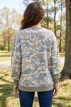 Load image into Gallery viewer, Multicolour Camo Print Ribbed Trim Casual Pullover Sweatshirt