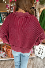 Load image into Gallery viewer, Red Dahlia Drop Shoulder High Neck Ribbed Sweater