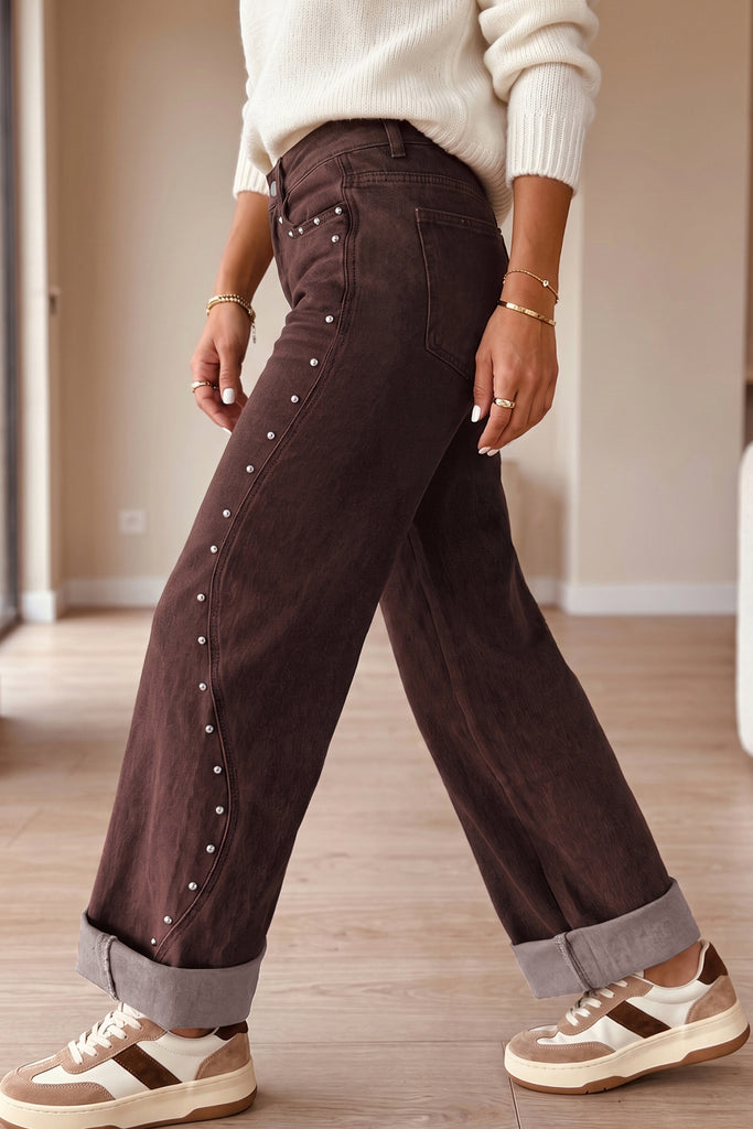 Dusk Blue Side Seam Rivet Detail Ankle Length Casual Jeans
