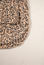 Load image into Gallery viewer, Khaki Leopard Print Collar Long Sleeve Patch Pocket Shift Denim Jacket