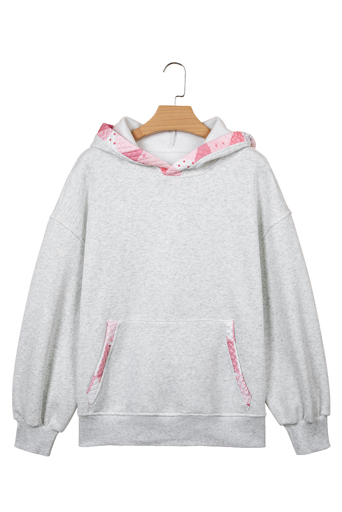 Gray Contrast Patchwork Oversized Hoodie