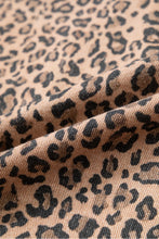 Load image into Gallery viewer, Khaki Leopard Print Collar Long Sleeve Patch Pocket Shift Denim Jacket