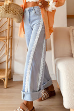 Load image into Gallery viewer, Beau Blue Lace Trim Casual Full-Length Regular Fit Jeans