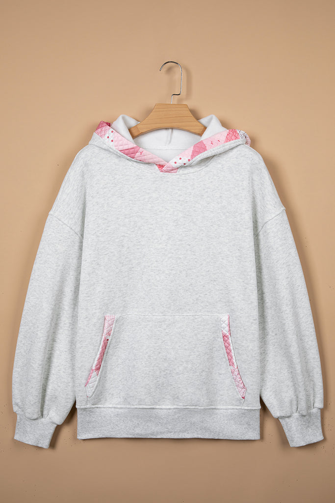 Gray Contrast Patchwork Oversized Hoodie
