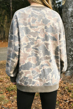Load image into Gallery viewer, Multicolour Camo Print Ribbed Trim Casual Pullover Sweatshirt