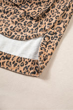 Load image into Gallery viewer, Khaki Leopard Print Collar Long Sleeve Patch Pocket Shift Denim Jacket