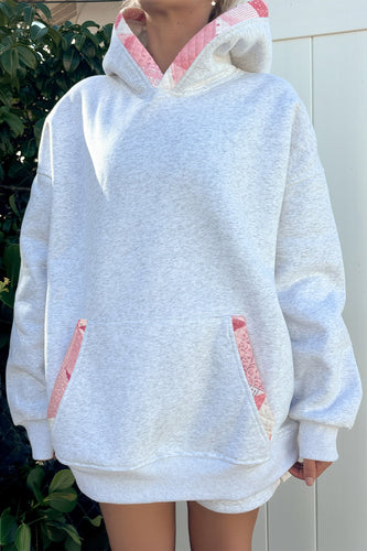 Gray Contrast Patchwork Oversized Hoodie
