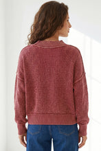 Load image into Gallery viewer, Red Dahlia Drop Shoulder High Neck Ribbed Sweater