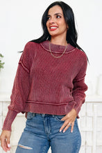 Load image into Gallery viewer, Red Dahlia Drop Shoulder High Neck Ribbed Sweater