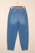 Load image into Gallery viewer, Sky Blue Medium Wash Cuffed Barrel Jeans