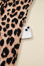 Load image into Gallery viewer, Brown Leopard Print Smocked Detail Flowy Midi Dress