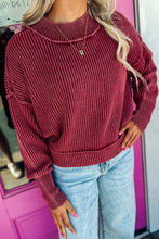 Load image into Gallery viewer, Red Dahlia Drop Shoulder High Neck Ribbed Sweater