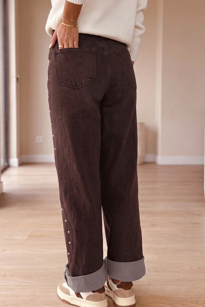 Dusk Blue Side Seam Rivet Detail Ankle Length Casual Jeans