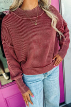 Load image into Gallery viewer, Red Dahlia Drop Shoulder High Neck Ribbed Sweater