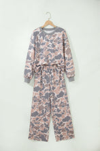 Load image into Gallery viewer, Multicolour Camouflage Print Long Sleeve Top Loose 2pcs Pants Set