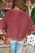 Load image into Gallery viewer, Red Dahlia Drop Shoulder High Neck Ribbed Sweater